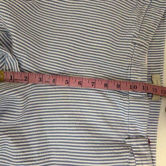 Talbots Capri Pants Size 14 Blue White Stripe Seersucker Cotton Crop Buttons - Picture 7 of 9